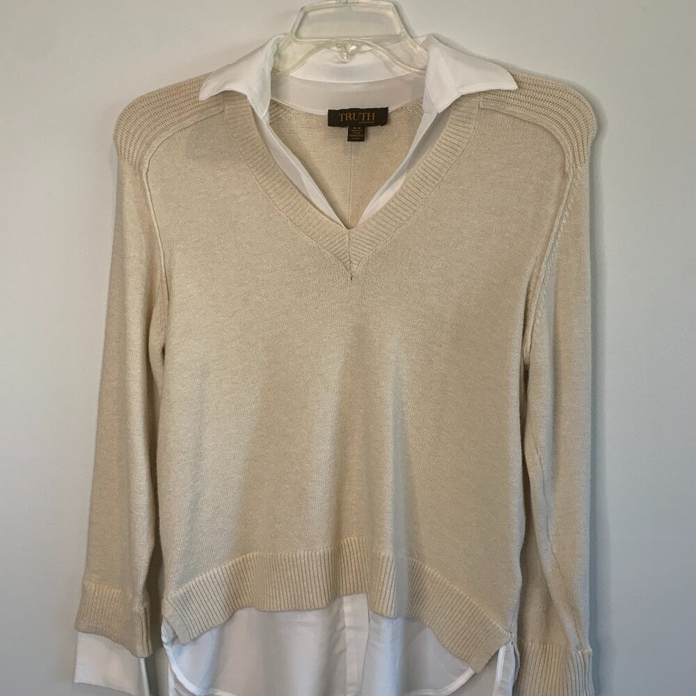 Truth by Republic sweater with combo Color Ivory Size M